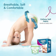Amazon Brand - Supples Premium Baby Diaper Pants | 108 Baby Diapers | XL | 12-17 Kg | 12 Hrs Absorption | Cushiony Cotton Soft Fabric | Phthalates-Free | Triple Leak Guard | 54 Count, Pack of 2
