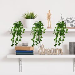 Tdas Plastic Artificial Plants With Pot Leaves Hanging Ivy Garlands Plant Greenery Vine Creeper Home Decor Door Wall Balcony Decoration Party - 50 Cm (2 Pcs Money Plants)