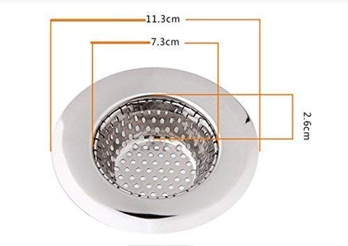 SYGA Heavy Duty Large Rust Free Stainless Steel Kitchen Sink Strainer Plug, Filter Stopper Mesh Jali Long Hair Food Blockages Cleaning Tool (11.3 cm, Diameter 7.3cm to 9.0cm) - 2 pieces