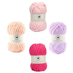 NESTNHAVEN , Plush & Cuddly Sets 2.0 , Chenille Yarn Supersoft Hand Knitting Wool Ball, set of 4 , 400 grams (1 Ball/100 Gram Each) Suitable for Craft, Babywear, Toys , Baby Blankets , 5 Bulky, Shades - NNHS 2.0 (Set 26 baby Pink , lilac , hot pink…