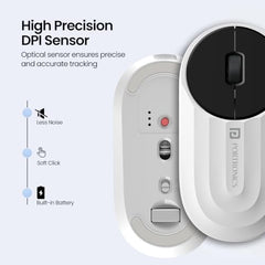 Portronics Toad 6 Bluetooth Wireless Mouse with 2.4 GHz USB Receiver, Multi-Device Pairing, Built in Battery, 1600 DPI Sensor(Black)