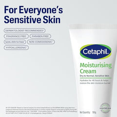 Cetaphil Moisturising Cream 100 g for Dry & Sensitive Skin | 48H Hydration with Almond Oil, Niacinamide & Panthenol | Rich Fragrance and Paraben Free Moisturiser, Prevents Moisture Loss & Repairs Skin Barrier | Dermatologist Recommended
