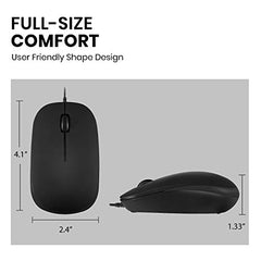 Perixx PERIMICE-201U B, Wired USB Mouse - 3 Button - 800dpi Optical Resolution - Illuminated Wheel - 5 Ft Cable - Black