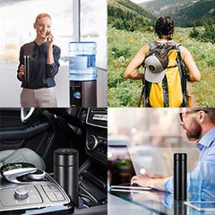 SYGA Insulated Travel Water Bottle 500ml LED Temperature Smart Display, Hot&Cold Sport Drink Bottle - Premium Stainless Steel Vacuum Flask Thermos Water Cup for Sport/Home/Office-23cmx6.5cm (Black)