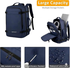 Wesley Luxur 45 Ltrs Overnighter Expandable Travel Laptop Backpack, Flight Cabin Approved Carry On with 16 inch Laptop Compartment, Anti Theft feature business/Travel/Weekender/college Charcoal Black