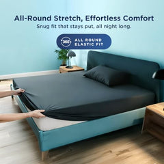 The Sleep Company 100% Waterproof Bamboo Mattress Protector | Upto 10" Deep Pocket | Elastic Fitted Mattress Cover | Noiseless | Smooth Fabric | Machine Washable | King | Grey | 84" X 78"