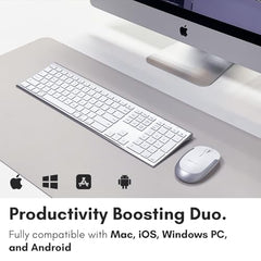 Macally Premium Bluetooth Keyboard and Mouse for Mac | Compatible Wireless Apple Keyboard and Mouse Combo (110 Keys Multi-Device Rechargeable) for MacBook Pro/Air and iMac - Space Gray