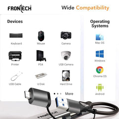 Frontech 8-in-1 Multi-Port Expansion Hub, Dual Input (USB-C & USB), High-Speed Data Transfer, Metal Matt Finish, Backed with 1 Year Warranty (NC-0058)