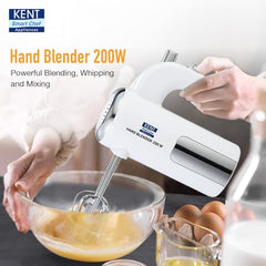 KENT 150W, 5 Speed Control, Copper Motor, Multiple Beaters, Overheating Protection, Food Grade Plastic Body Hand Blender (White)