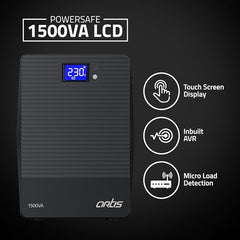 Artis Powersafe 1500VA LCD Line Interactive UPS for Personal Computers, Desktop PCs, Laptops, Routers, Networking Devices and Gaming Consoles