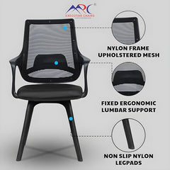 MRC Mono Ergonomic Office Chair (Mid-Back) – Revolving Breathable Mesh Desk Chair for Work from Home & Study–Lumbar Support & Heavy Duty Nylon Base (Grey & White)