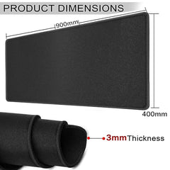 Storite 900x400x2mm Extended Gaming Mouse Pad, Desk Mat, Black | Stitched Embroidery Edges, Water Resistance Coating, Natural Non Slippery Rubber Base, For Laptop/Computer