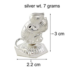 KMJ Pure Silver Mouse for ganpati, mushak, ganeshji ki savari for Home and Gifting Purpose (wt. 7 Grams)