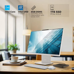 Lenovo IdeaCentre AIO Intel i3-1315U 27" FHD 3-Side Edgeless All-in-One Desktop (8GB/1TB SSD/Win11/Office 21/3Wx2 Woofer/Alexa/5.0MP + IR Camera/Wireless Keyboard & Mouse), F0HM0066IN
