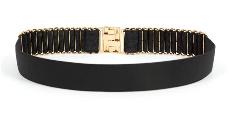 SYGA Women Cinch Belt,Elastic Stretchy Waist Belt with Abstract Metal Buckle Decorative Belt Dress Accessories(Black)