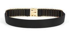 SYGA Women Cinch Belt,Elastic Stretchy Waist Belt with Abstract Metal Buckle Decorative Belt Dress Accessories(Black)