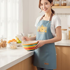MOMISY Kitchen Apron with Front Pocket – Cute Cartoon Cooking Apron (Blue)