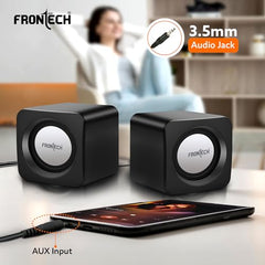 FRONTECH 2.0 Multimedia Speakers with USB Power, AUX Connectivity & Volume Control (SPK-0002BLK)