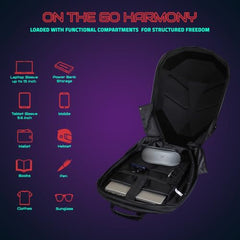 Hookaba Eye Rover LED Backpack 31L (Black) | Motorcycle Riding Bag With Programmable Screen | App Control & Water Resistant | Unisex Expandable Daypack For College, Travel, Laptop, Helmet