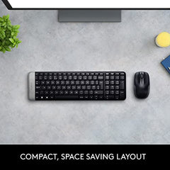 Logitech MK215 Wireless Keyboard and Mouse Combo for Windows, 2.4 GHz Wireless, Compact Design, 2-Year Battery Life(Keyboard),5 Month Battery Life(Mouse) PC/Laptop- Black