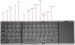 atdaraz B089T Foldable Keyboard, Folding Portable Wireless Keyboard with Touchpad, 64 Keys USB C Computer Keyboard for Laptop Tablet (Black)