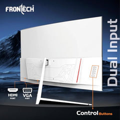 FRONTECH Ultima Series 24 Inch Curved LED Monitor, Refresh Rate 100Hz, 3500R Curve, Full HD 1080p, Built in Speaker, Bezel Less Design, HDMI & VGA Ports, 3 Years Warranty (MON-0088, White)