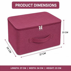 Storite 2 Pack Nylon Wardrobe Bag Underbed Cloth Storage Organizer | Moisture Proof Storage Bag, Storage box for Clothes Saree Bags, Zippered Closure & Handle - Magenta,37x34x23 cm