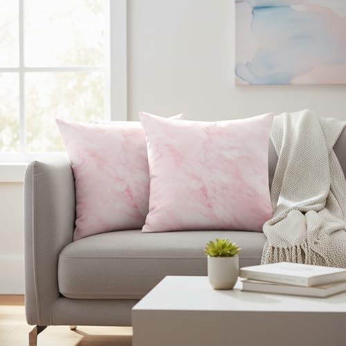 MOMISY Decorative Polyester Home Sofa Bedside Cushion Throw Pillow Covers, 45 x 45 cm, Pack of 2 (Cloud-Pink-2)