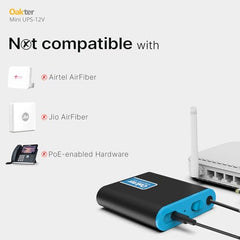 Oakter Mini UPS Basic for WiFi Router Broadband Modem | Supports 12V-2A Routers. Backup Upto 3 Hours | WiFi Router UPS Power Backup During Power Cuts| Current Surge & Deep Discharge Protection