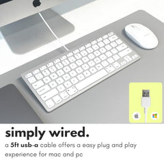 Macally Slim USB Wired Small Compact Mini Computer Keyboard for Apple Mac, iMac, MacBook Pro/Air, Mac Mini, Windows PC Desktops, Laptop (Space Gray)