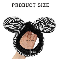MOMISY Spa Headband for Women, Washable Facial Band, Elastic Hair Band, Makeup Wrap (Zebra-Black, Free)