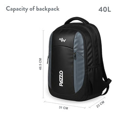 Lunar's Luxur 40L Laptop Backpack with 1 Year Warranty | Foam Padded Water Resistant School bag | Laptop Bag 15.6 Inch | Travel College bag for boys | Office bag for man (black_grey_orange)