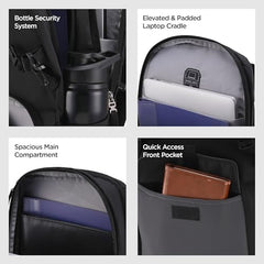 HARISSONS RHINO Laptop Backpack | 30L | Fits 15.6” Laptop | 420D PU-Coated Polyester & Vegan Leather | Office, Commute & Travel | Laptop Protection, Trolley Sleeve, Organizer (Grey)