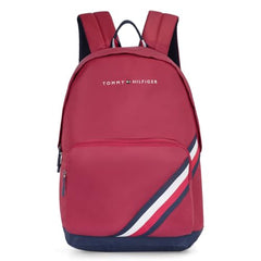 Tommy Hilfiger Unisex Roselle Plus 20L Laptop Backpack - Burgundy & Navy with Trolley Strap - Ideal for College, Work & Travel
