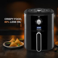 KENT Digital Air Fryer 5L | 1400W | Bake, Grill & Roast | Up to 80% Less Oil Usage | 8 Preset Menu | Rapid Heat Circulation | Digital Display & Touch Control Panel | Glass Window with in built Light