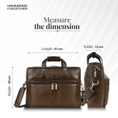 Hammonds Flycatcher Genuine Leather 15.6 Inch Laptop Office Bag for Men | 15.6” Padded Laptop Sleeve| 3 Zip Pockets| Detachable & Adjustable Strap| Pen,Wallet & Mobile Pocket |Durable|1 Year Warranty