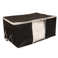 Kuber Industries Non-Woven Underbed Storage Bag|Clothes Storage Organizer|Blanket Cover With Clear Window|Zipper Closure&Handle Cloth Organizer|Plain White Border|Large|Pack Of 6|Royal Blue,32Cm,48Cm