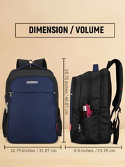 Cosmus Atomic Dx 3 Compartment Large Laptop Bag Black Navy Blue Polyester Laptop Backpack