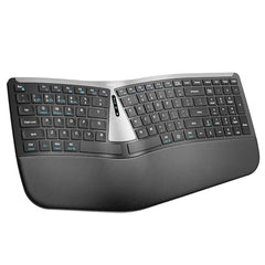 Nulea RT07B Wireless Ergonomic Keyboard, A-Silver Black Split Keyboard, Wrist Rest, Bluetooth and USB Connectivity, USB-C Rechargeable, Compatible with Windows Mac
