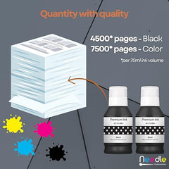 Needle GI 71 Compatible Refill Ink | Made in India | (CMYK 4x1 KG with EazyFill Cap) for Canon Pixma G1020 G2020 G3020 G2060 G3060 G1737 G2770 G3770 G4770 G1730 G2730 G3730 Printers