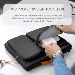 MOCA 360 Protective Laptop Sleeve 13.3 14 Inch for MacBook Pro 14 M1 Pro M1 Max 2021 A2442 Surface Laptop Studio Surface Book 3 2 ASUS VivoBook ZenBook Slim Case (13.3-14 Inch,Black)