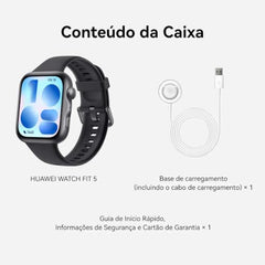 Huawei Watch FIT 5 Smart Watch, 43mm FullView Display, iOS & Android, up to 10 Days Battery Life, Sleep & Health Monitor, Heart Rate Monitor, SpO2, GPS, Mini Work-Out, Black