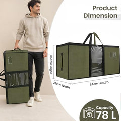 Storite Jumbo Super-Size 81 L Canvas Moisture Proof Heavy Duty Storage Bag | for Toys/Stationery/Blankets/Clothes/Moving Bags MultiPurpose With Strong Reinforced Handles Rectangular Cream (87x26x36 cm)