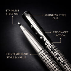 Parker Gift Set | Vector Special Edition Chrome Trim Roller Ball Pen with Parker Keychain | Ideal for Gifting | Elegant Gift for Any Occasion