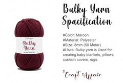 Craft Affair | Bulky Yarn/Blanket Yarn (8mm, 50 Meter, 100 Gram) | Chenille Yarn | for Craft Project: Blood Red