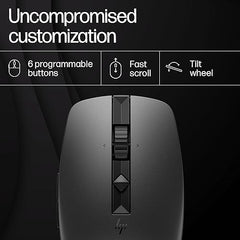 HP 710 Rechargeable Silent Mouse/6 programmable buttons/90-day Rechargeable Battery Life Track-On Glass Sensor(Silver)