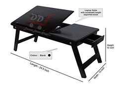 DDS Dream Decor Shoppee Wood Portable Laptop Table Adjustable Height With 1 Drawer (Blue)
