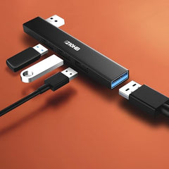 ZEBRONICS TA210U, 4 in 1 Type-C to USB Hub, USB 3.0, 4 USB Ports, Speeds Upto 5 Gbps, Metal Body, for Mac | Laptops, Black