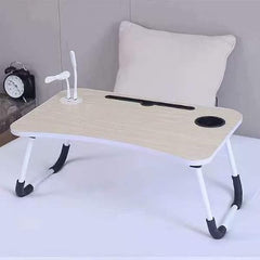 AIA Enterprise USB Laptop Table for Bed,Foldable Study Desk, with Drawer, LED Light, Fan, Tpye C Cable, Work from Home Stand, Online Classes