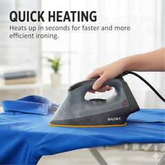 Baltra Casual 750 Watts Dry Iron | Non Stick Coated Soleplate | Light Weight | Adjustable Temperature Control | Cotton Braided Swivel Cord | Press Iron for Clothes | 2 Years Warranty